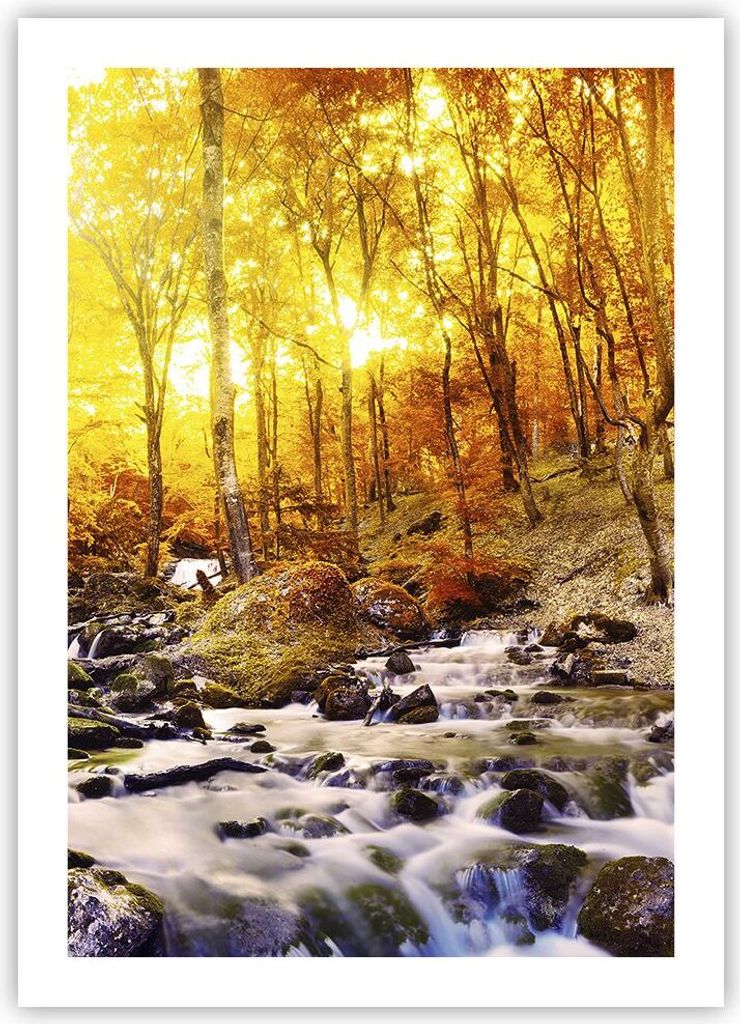 Poster - Poster ohne Rahmen - Berge Bach Wasser - 50x70 cm - Wand Bild - Wanddeko - Wandbilder - Kunstposter - Wandposter - Bilder - Kunstdruck - W...