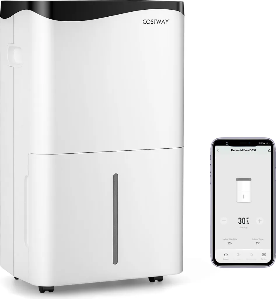 Déshumidificateur grande pièce 50L/jour 4 modes pour maison et cave