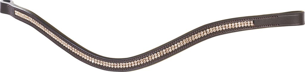 Busse Stirnband DOUBLE, Reithalfter, Trense, Farbe:braun/Strass-silk, Größe:WB (44 cm)