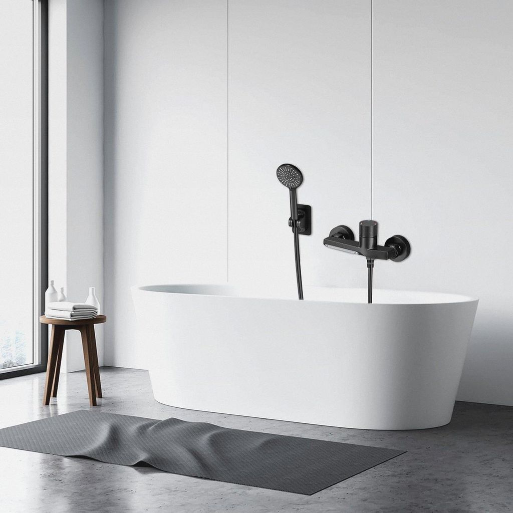 Badewannenarmatur Wasserfall mit Handbrause, Duscharmatur Badewanne mit Schlauch und Wandhalterung, Mischbatterie Dusche Wasserhahn Amaturen Set, A...