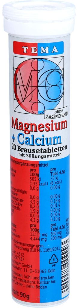 TEMA Magnesium + Calcium Brausetabletten, 20 St. Tabletten