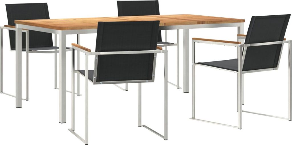 Möbel 5-teiliges Garten Esszimmer Set aus Massivholz Teak, Outdoor Esstisch 180x90x75 cm aus Massivholz Teak - Gartentische 3334833