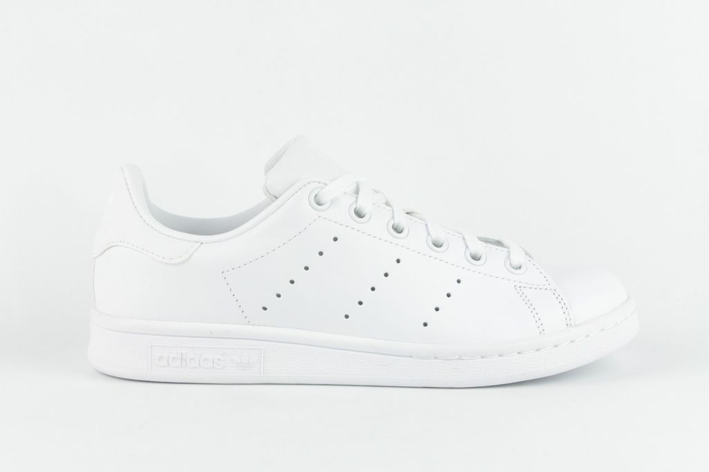 Adidas Stan Smith J Jugend Leder Schnürung Turnschuhe In Schwarz – 4 UK / Weiß