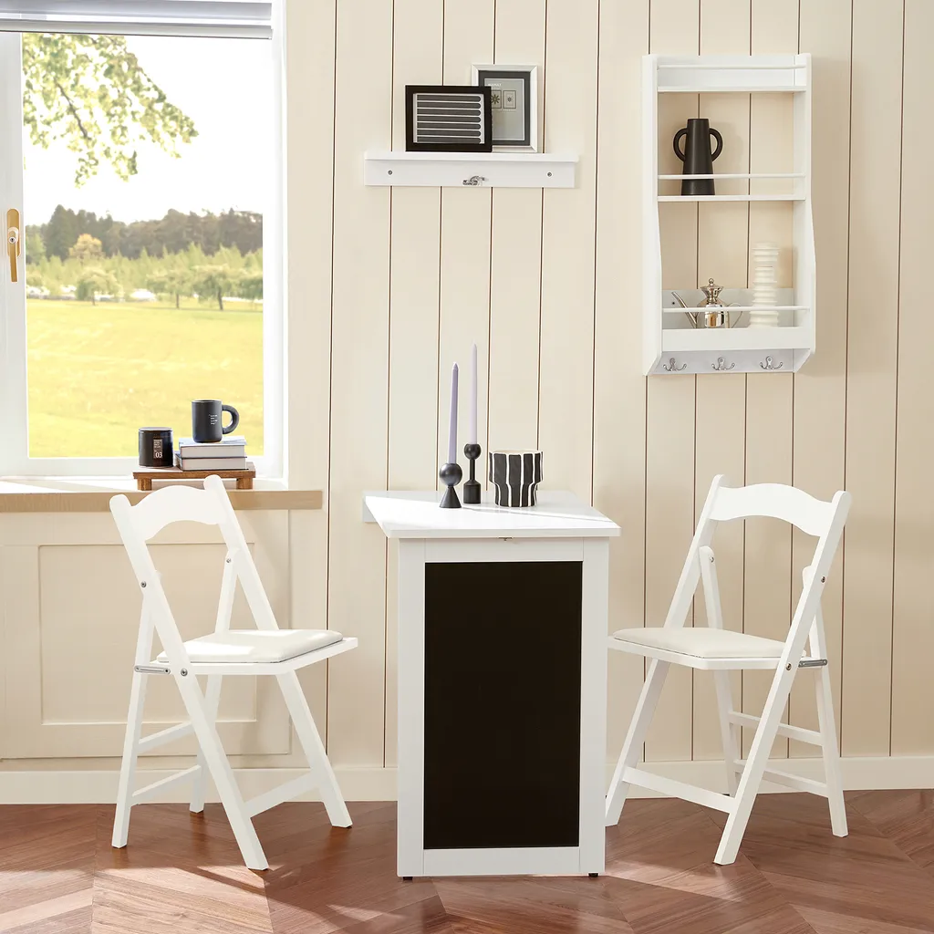 Tavolo da Pranzo Pieghevole SoBuy FWT20-W 50x75cm Bianco Lavagna - 14