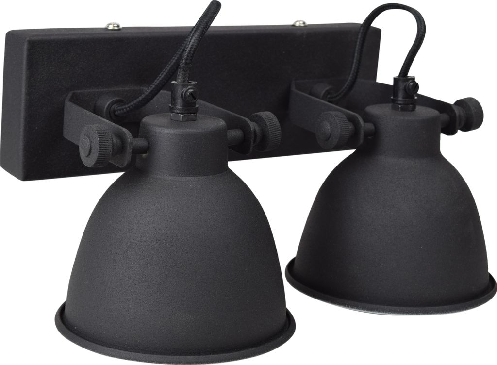 Wandleuchte industrielle doppelte Vintage schwarz Produktbild 