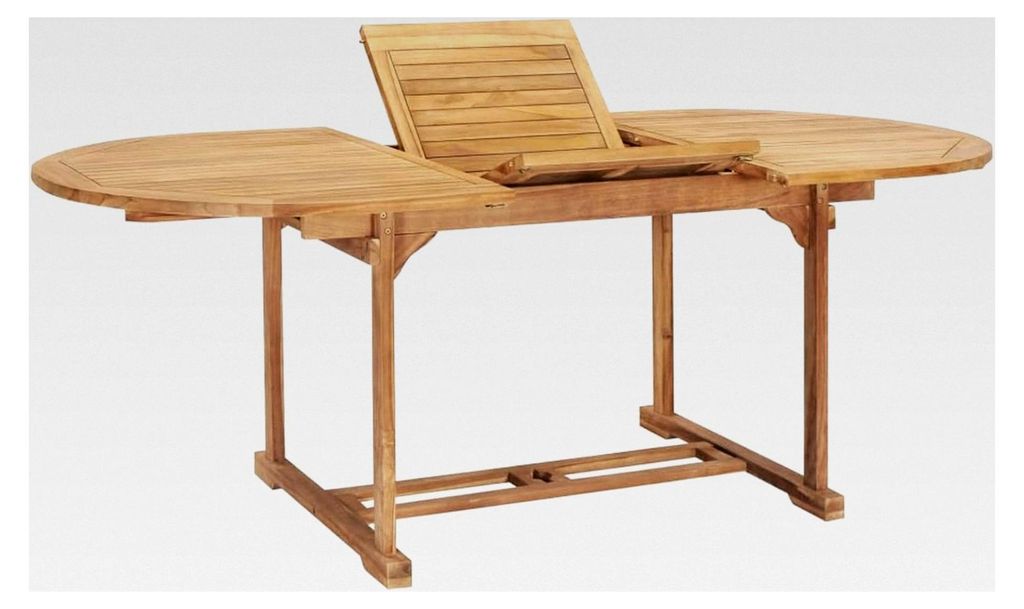 Garten-Ausziehtisch 150-200x100x75 cm aus Massivholz Teak, kleiner Gartentisch für Terrasse, Bistro, Gartenparty, Balkon, Wohnzimmer