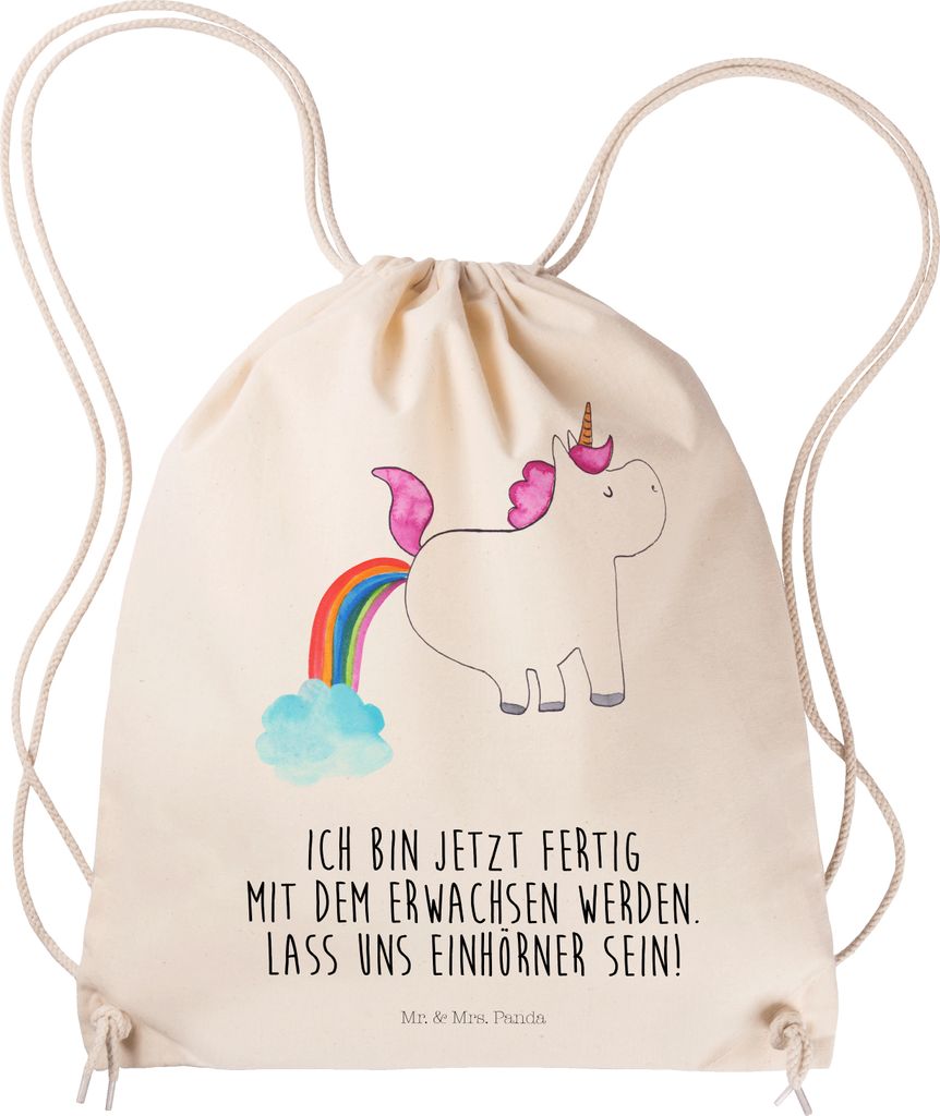Mr. & Mrs. Panda Beutel Einhorn Pupsen - Transparent - Geschenk, Spaß, Freundin, Unicorn, Fitness Tasche, Lustig, turnbeutel baumwolle, rucksack m...