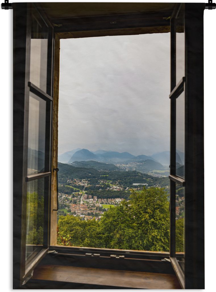MuchoWow Wandteppich Wandbehang Blick auf die in Nebel gehüllten Berge 120x180 cm Tapisserie Dekoration Wandtuch - Schlafzimmer - Dekorationen f...