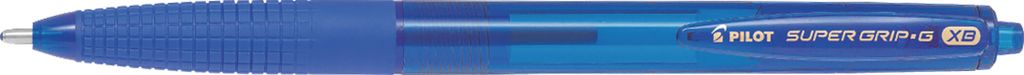 A blue pen on a white background.