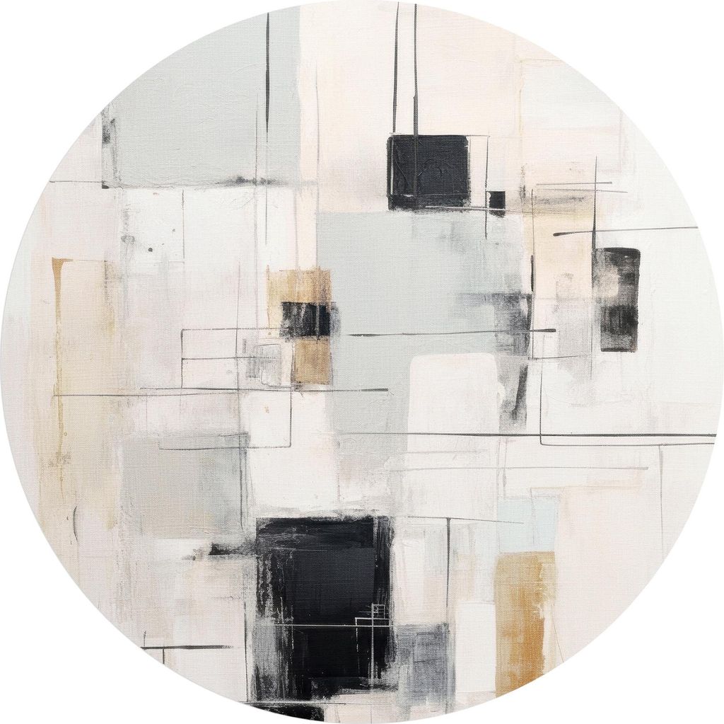 DEQORI Fototapete rund Ø 100 cm 'Stadt der Formen' Wand Tapete Leinwand Sticker