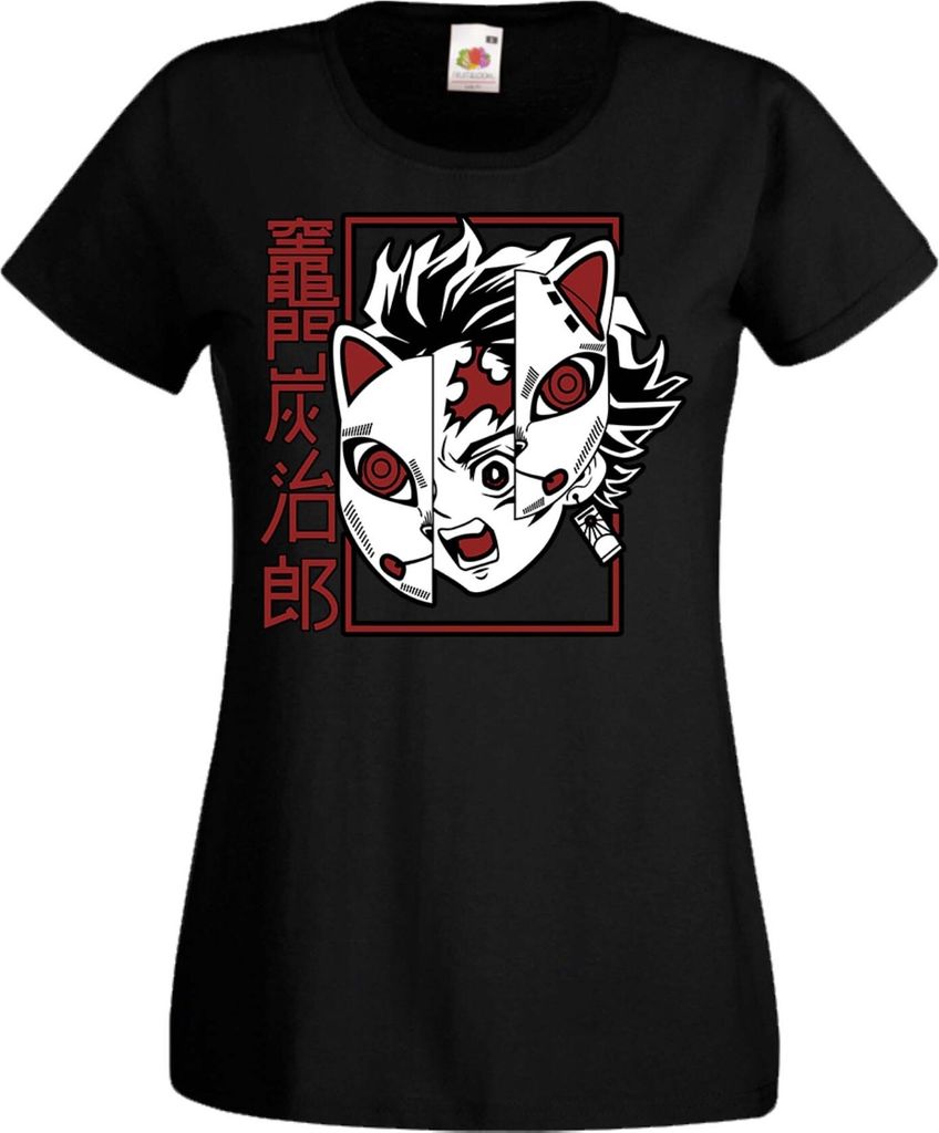 Damen T-Shirt Anime Manga Demon Anime Slayer Tanjiro Tonos, Lady XS / Schwarz