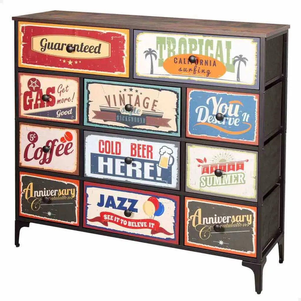 Commode Multicolore Rétro Max Home avec Finition Vintage Artisanale