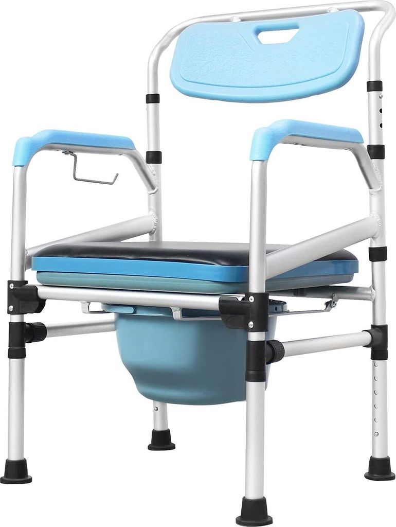 Sessamen-LP Toilettenstuhl Nachtstuhl Höhenverstellbar mit Rückenlehneund antirutschenden WC-Stuhl