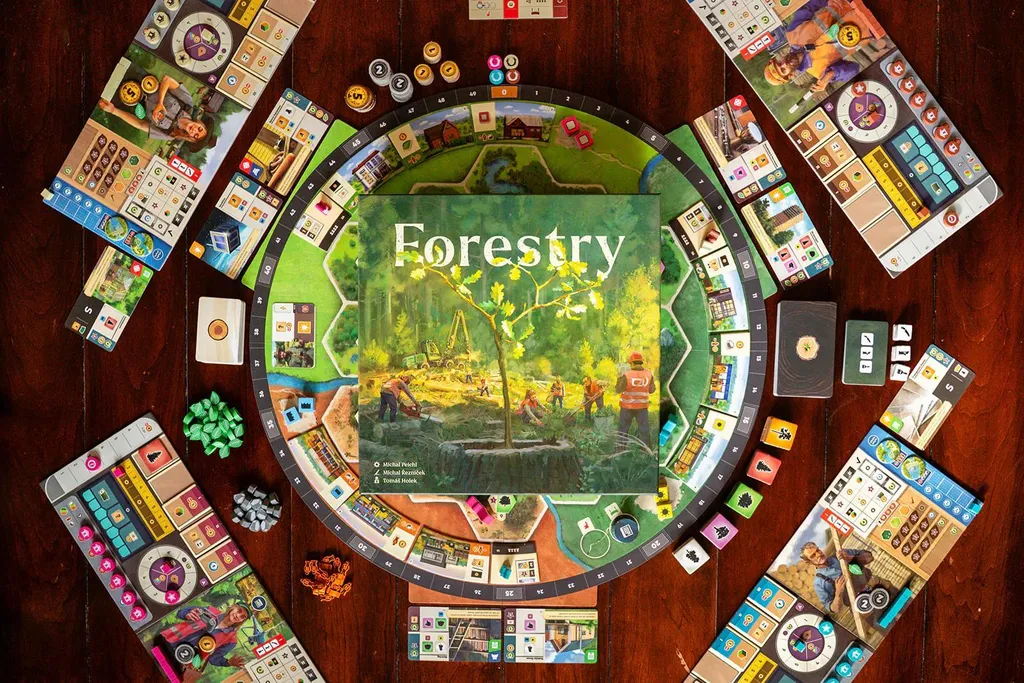 Jeu de société forestier stratégie durable : gestion de bois et nature