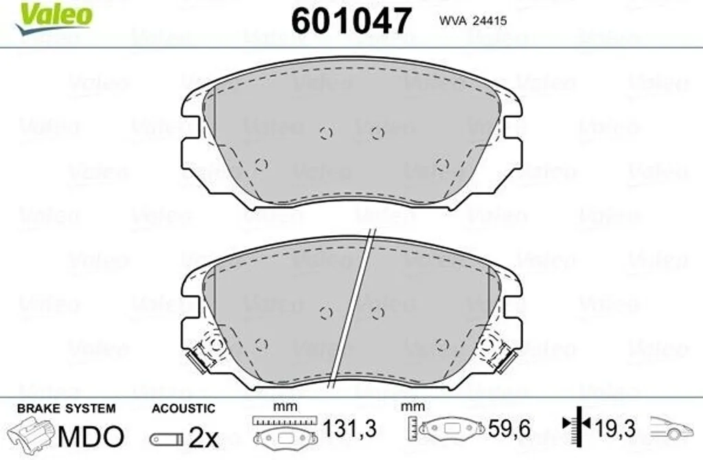 Plaquettes de frein Valeo 601047 haute endurance pour Malibu et Insignia
