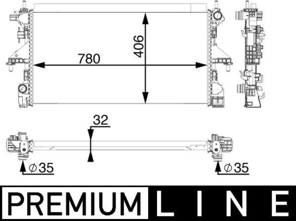 Radiateur à eau de refroidissement pour fourgon FIAT Ducato 250