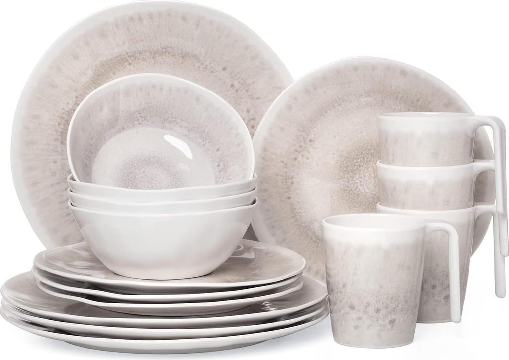 Campingserviesset für 1-4 Personen 4-32-teilig Geschirrset Becher Schüssel Gläser aus Melamin