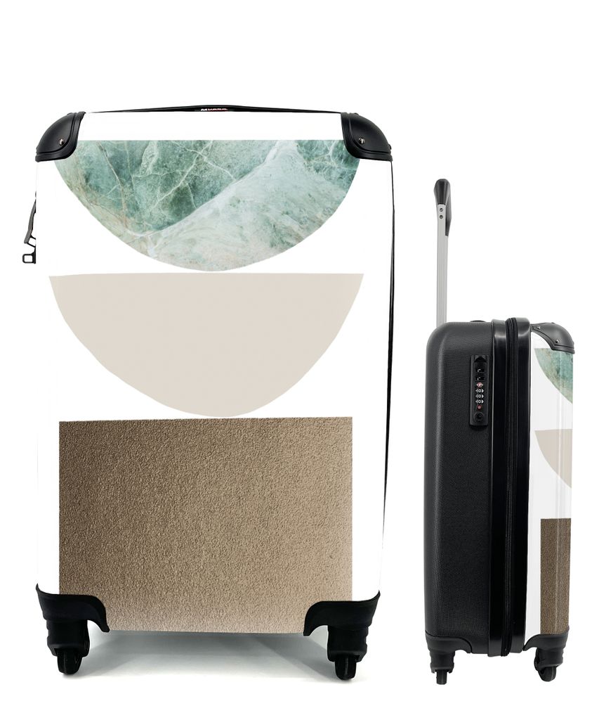 MuchoWow Koffer Handgepäck Trolley Rollkoffer Kleine Reisekoffer mit 4 Rollen - Geometrische Formen - Minimalismus - Pastell - Cabin Size < 55x4...
