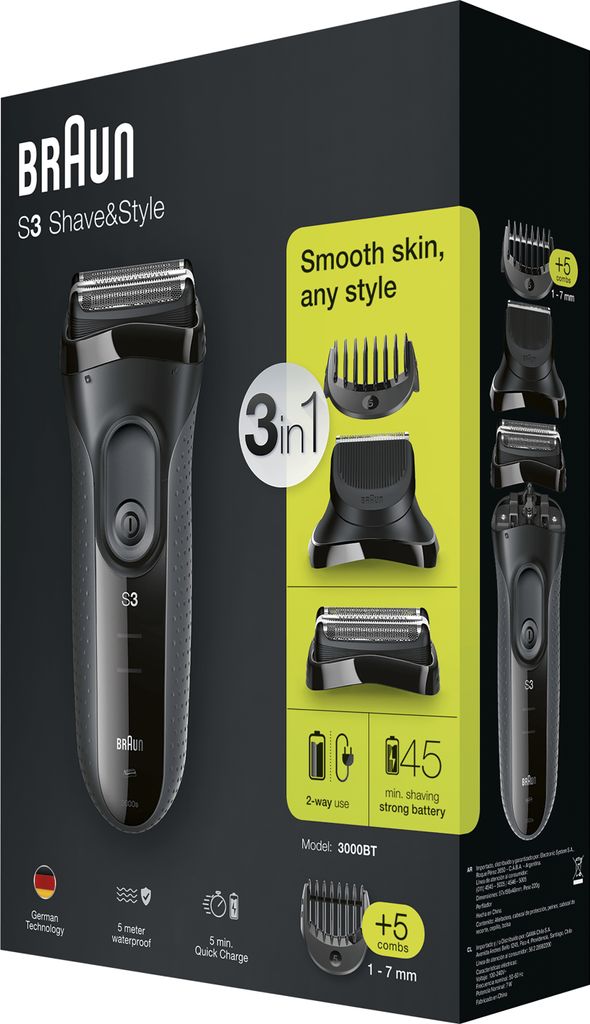 Braun Series 3 Shave&Style 3000BT Elektrorasierer für Produktbild 