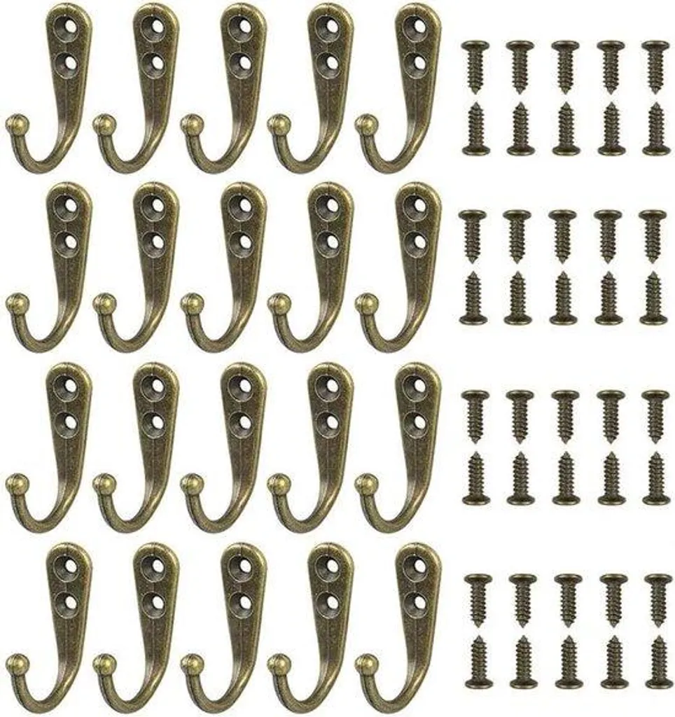 Crochets en bronze antique lot de 20 avec vis pour support mural clé