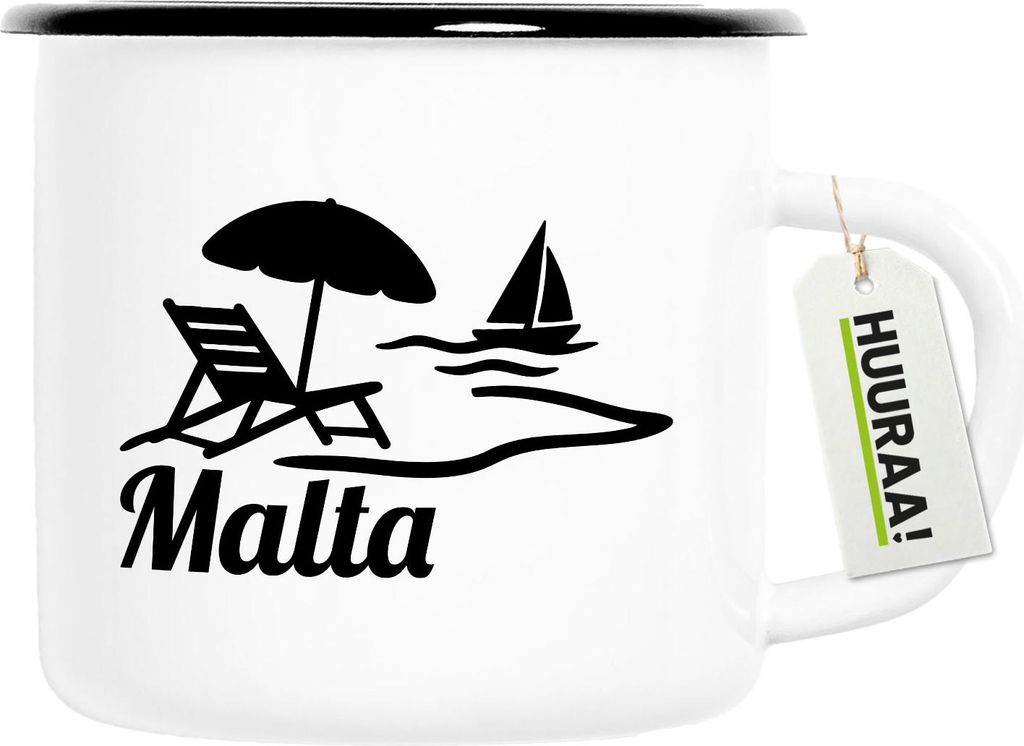 Huuraa Emaille Tasse Malta Malta 300ml Vintage Campingbecher Geschenkidee