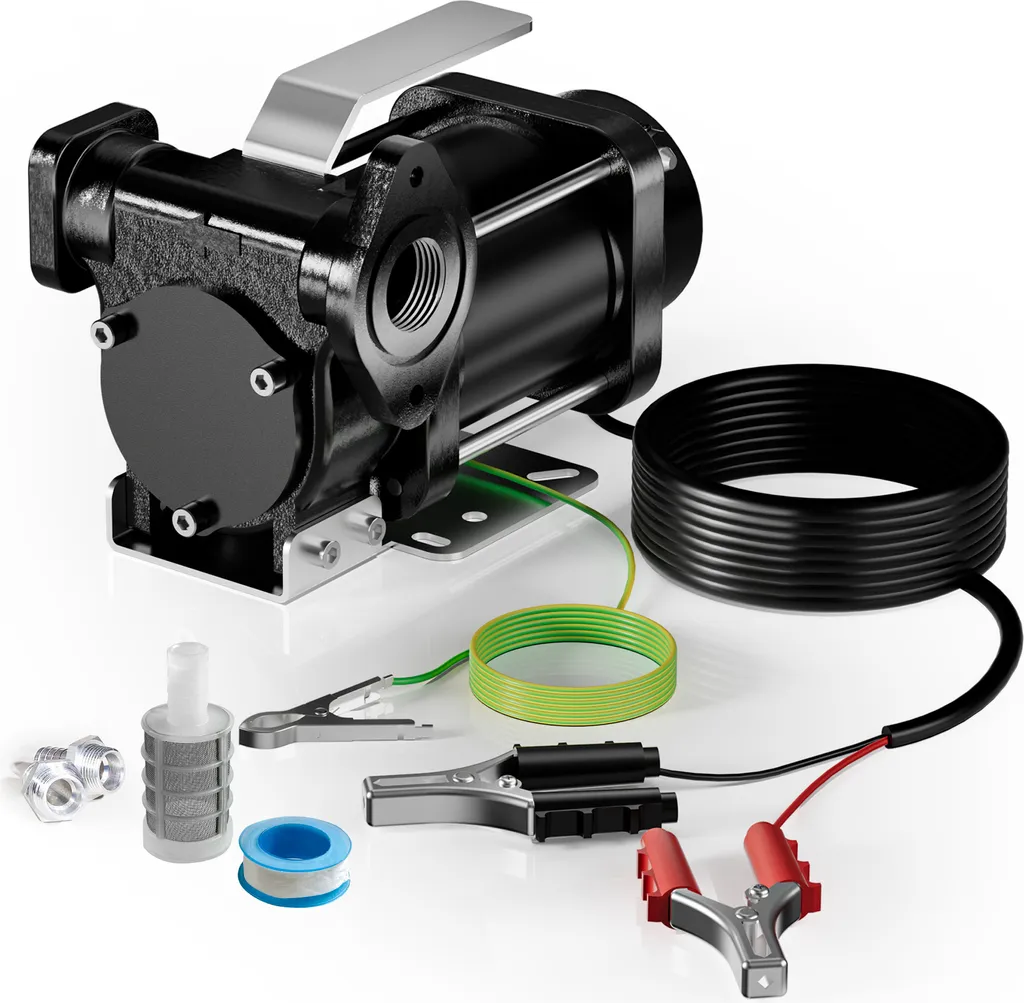 Pompa di trasferimento Wiltec 12 V, 180 W Pompa carburante 40 l/min, pompa di alimentazione per gasolio/benzina, pompa di alimentazione carburante 4200 giri/min