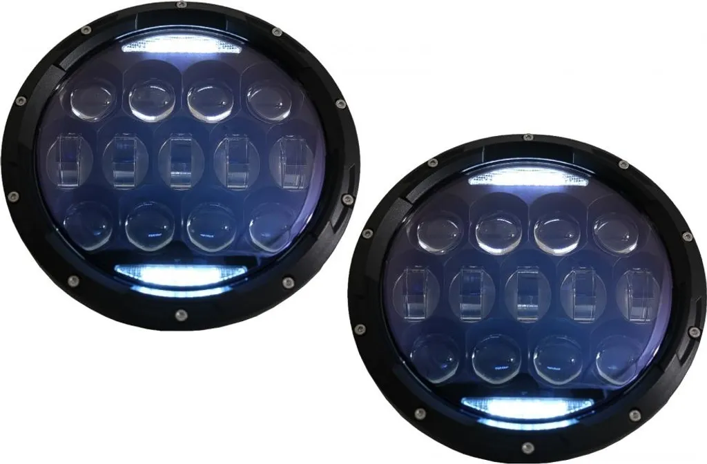 Phares Jeep Wrangler LED CREE étanches avec feux de jour Amber Halo 7"
