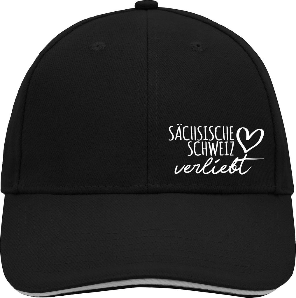 Huuraa Cappy Mütze Sächsische Schweiz verliebt Black/Light Grey Baumwolle 6-Panel Kappe Geschenkidee