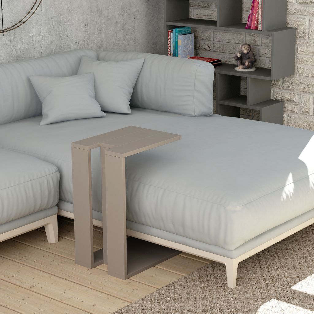 DECORTIE Muju Modern C Form Beistelltisch Mokka Grau Produktbild 