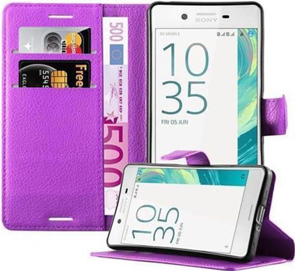Cadorabo Hülle für Sony Xperia X Schutz Hülle in Lila Handyhülle Etui Case Cover Magnetverschluss