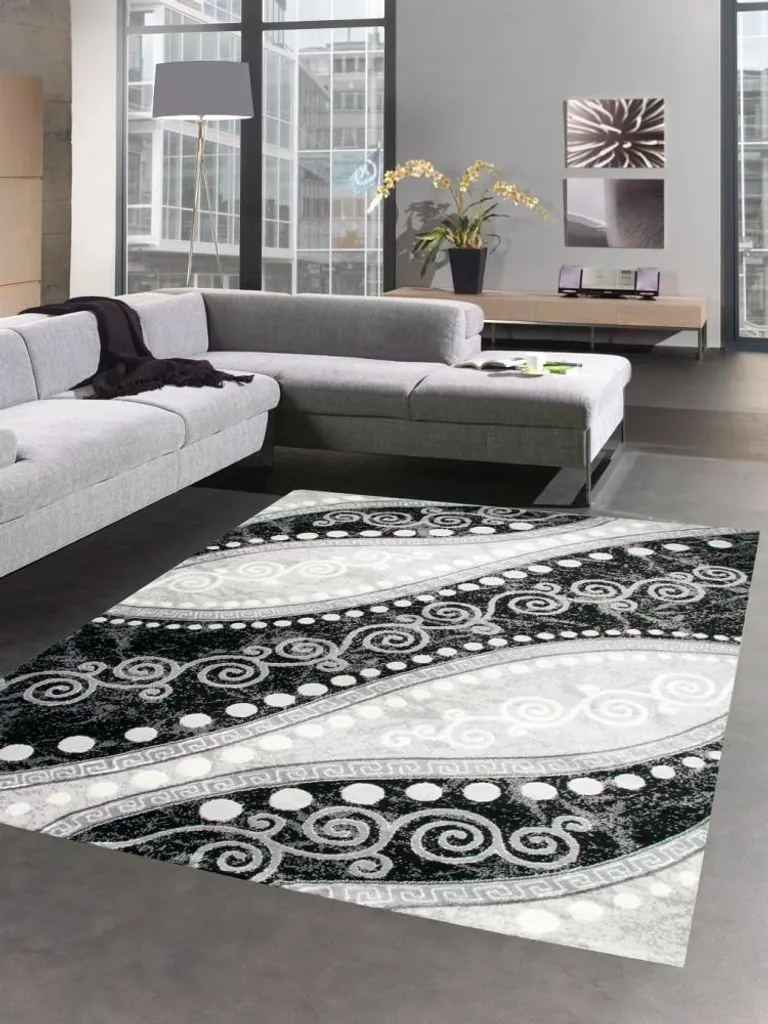 Tapis à poils courts gris et crème avec paillettes scintillantes 120x160