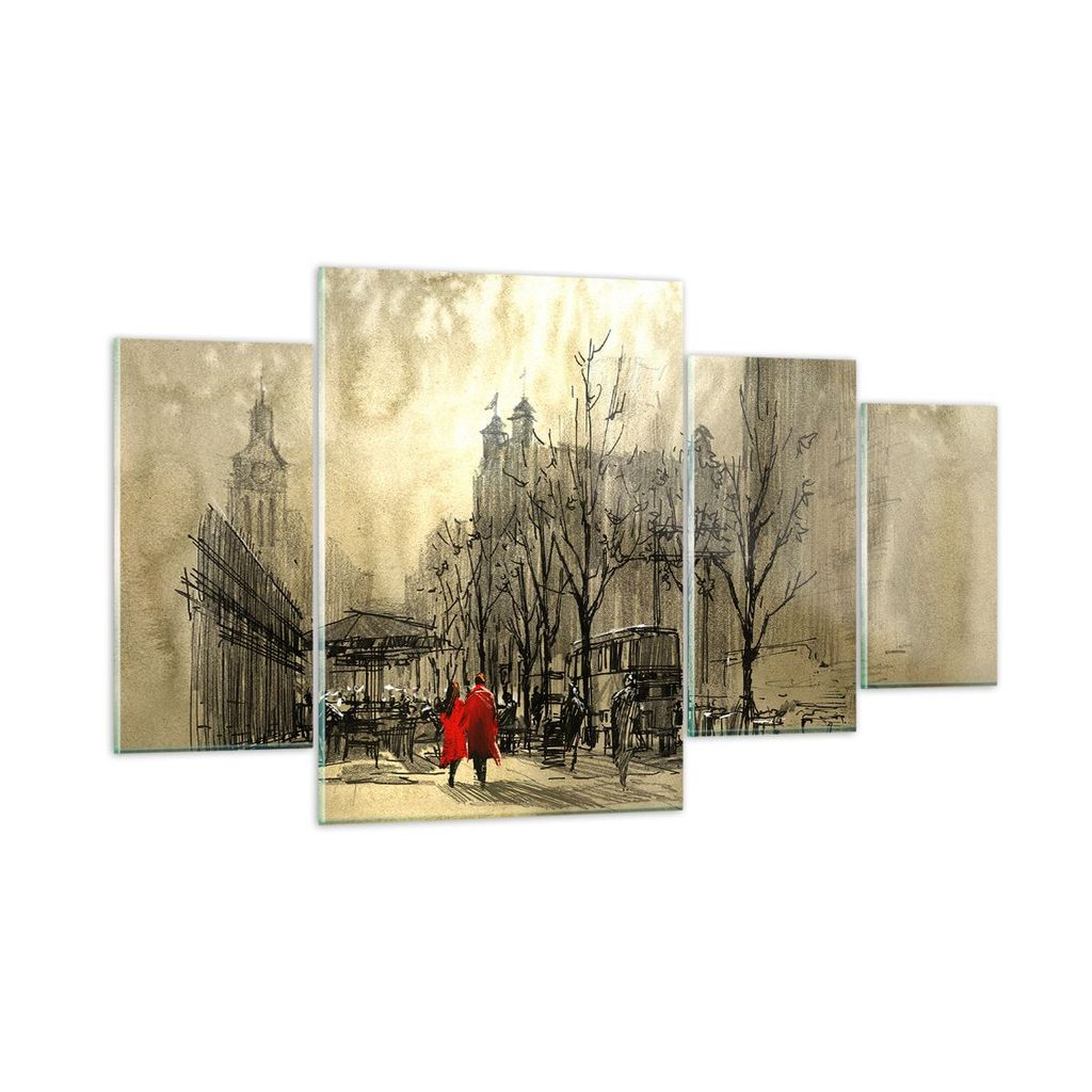 Bilder auf glas - Stadt Frau Geliebte - 160x90cm - Glasbilder - Wandbilder - Kunstdruck - zum Aufhängen bereit - Wanddekoration aus Glas - Glas Bi...