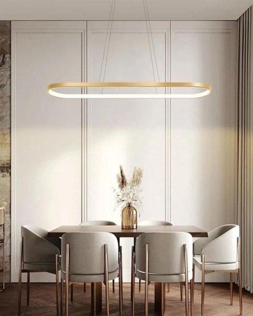 Owalna lampa wisząca LED z regulacją jasności, 90 cm, złota Zdjęcie produktu 