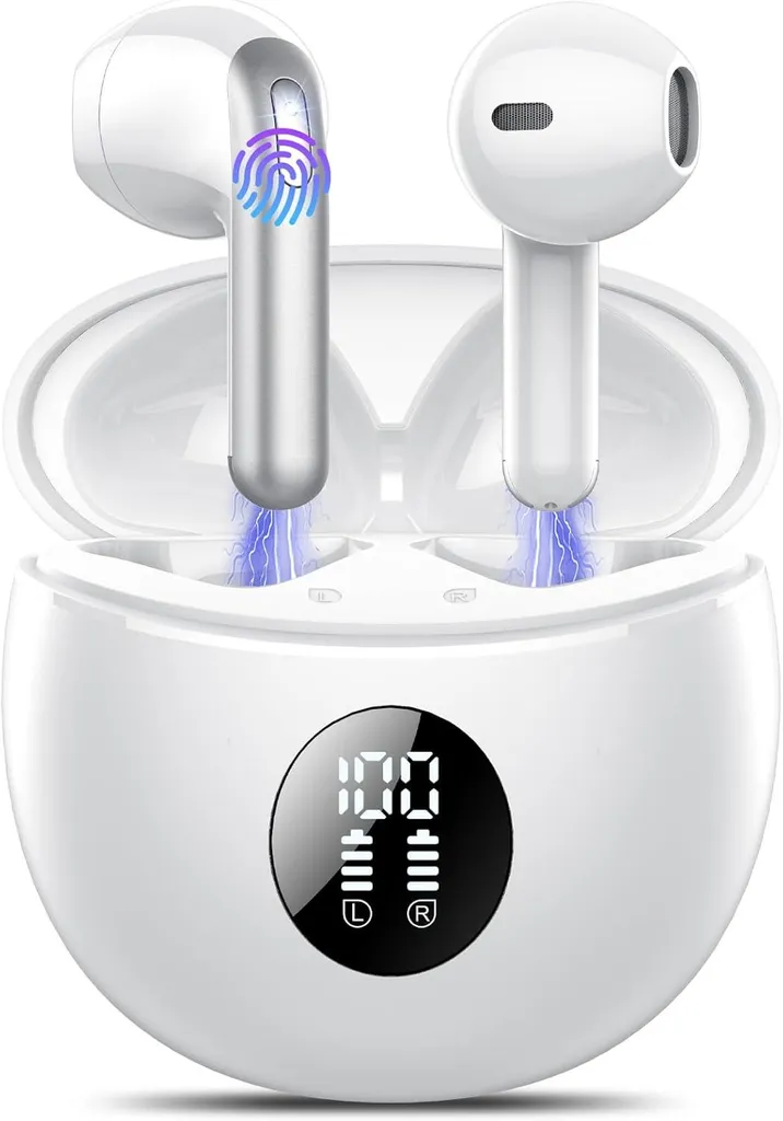 In Ear Kopfhörer Kabellos Bluetooth 5.4 Kopfhörer mit 4 Mic, Kabellose Kopfhörer 50 Std ENC Noise Cancelling Earbuds Tiefer Bass, IP7 Wasserdicht