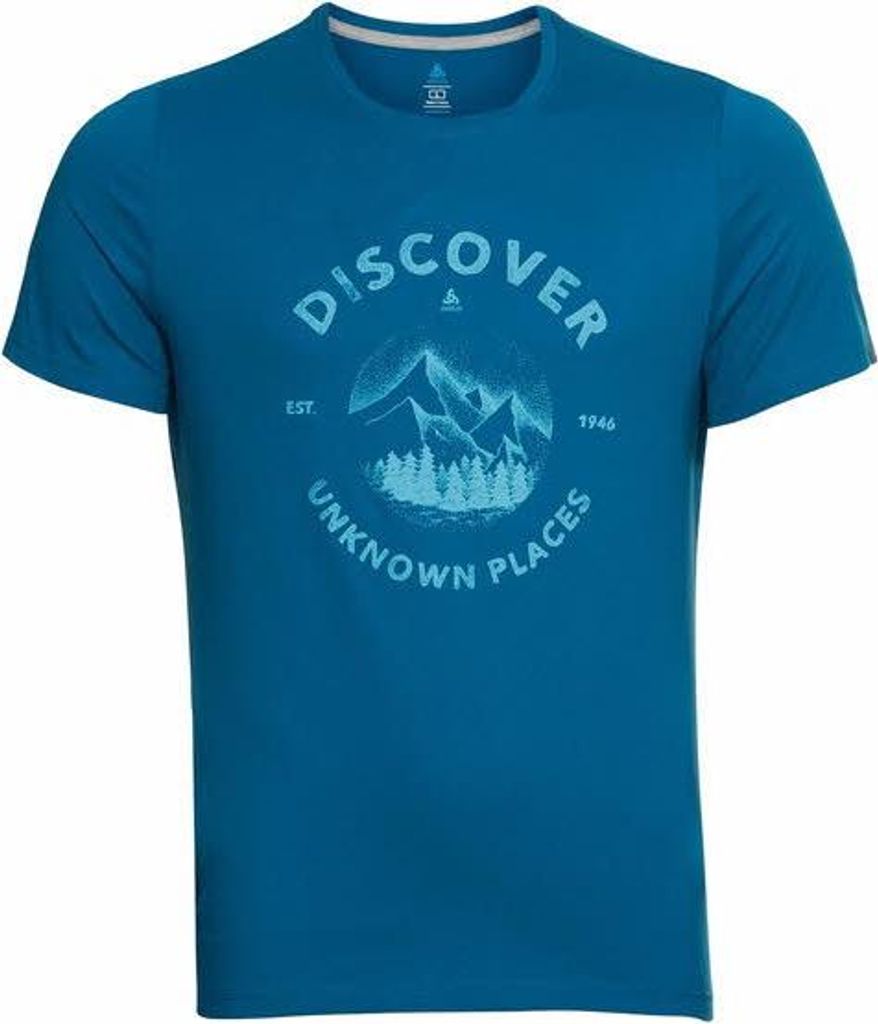 Odlo Nikko Print T-Shirt Funktionsshirt Outdoor Wandern Herren blau NEU S