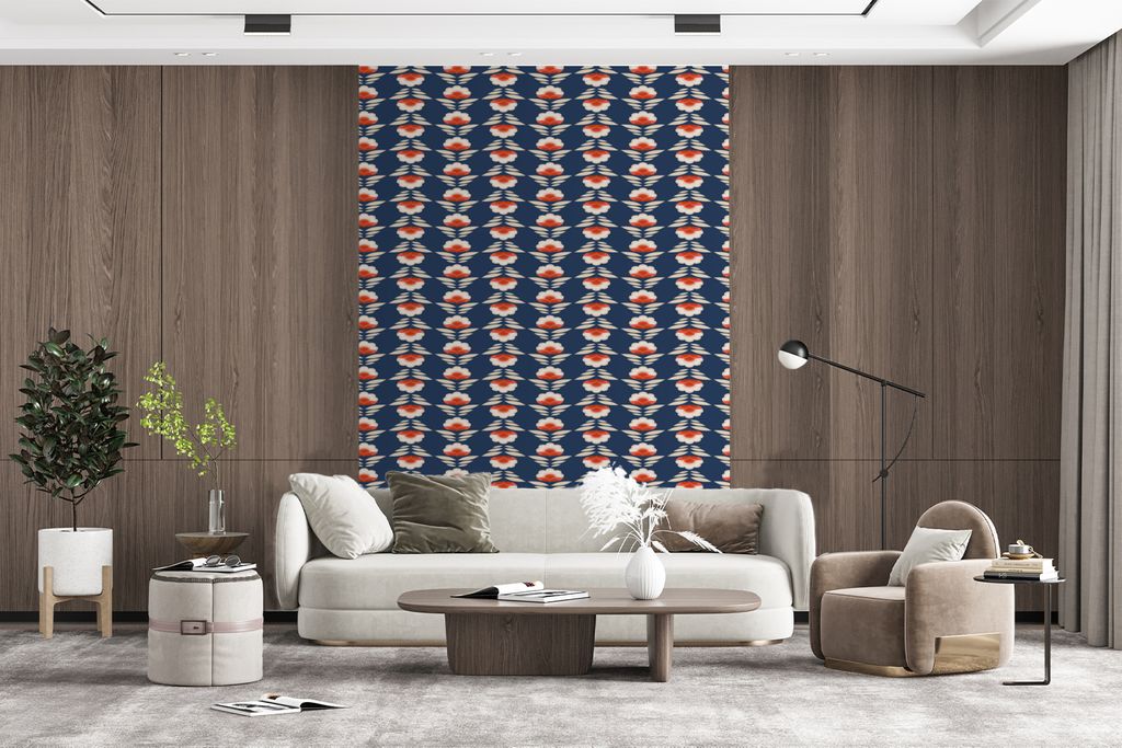 MuchoWow Fototapete für Wohnzimmer oder Schlafzimmer Wandtapete Vinyl Motivtapete Muster - Abstrakt - Blumen - 180x280 cm - Wallpaper