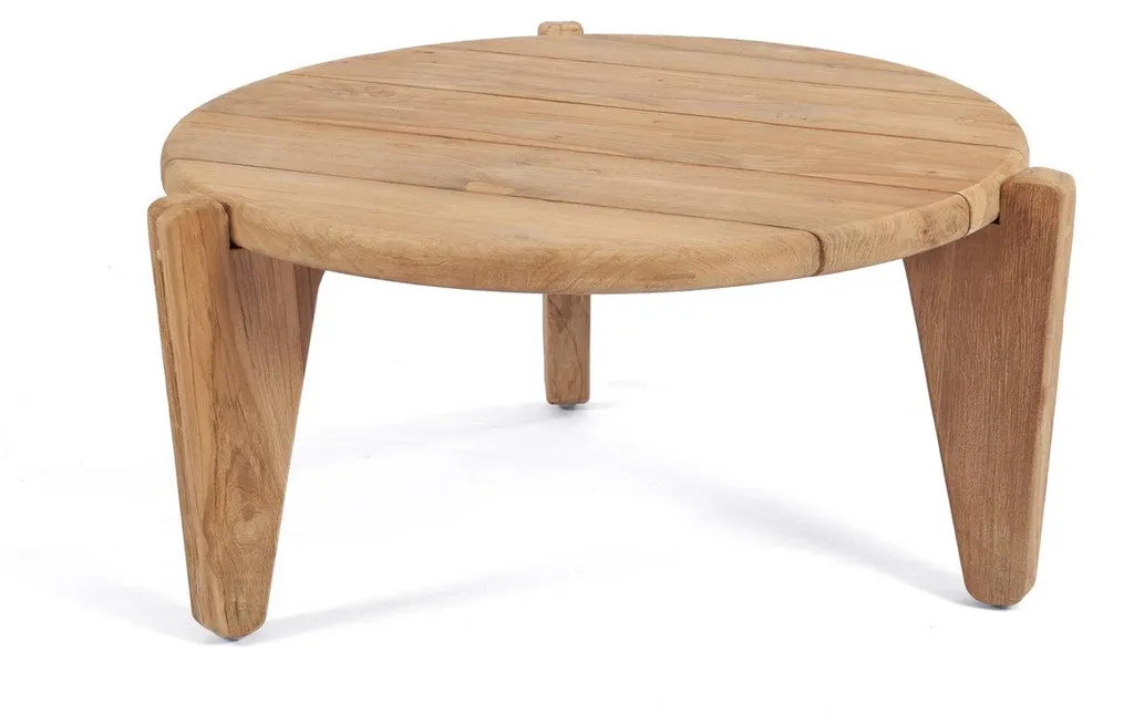 Table basse carrée de salon en bois recyclé brun finition artisanale