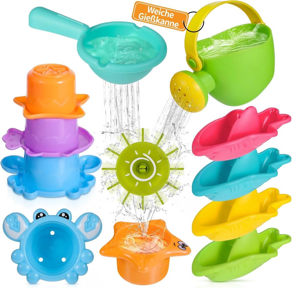Badespielzeug für Kinder Wasserspielzeug für die Badewanne Set mit 10 Teilen