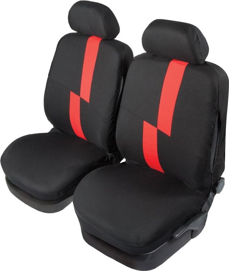 START Paar Vordersitzbezüge fürs Auto Flash Red Erwachsene Universal Elastisch Komfort Kopfschutz Schwarz