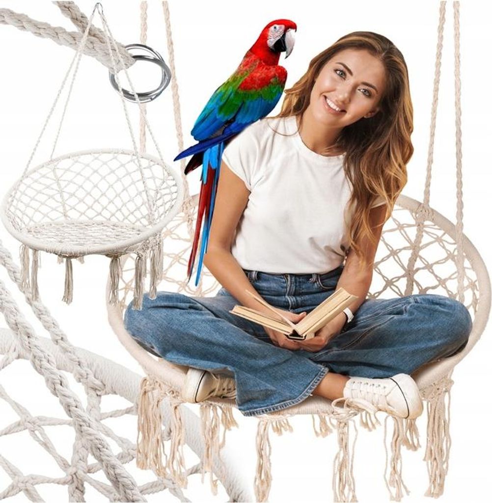 Hängematte Gartenschaukel Hängesessel Boho Sitz Storchennest 80cm