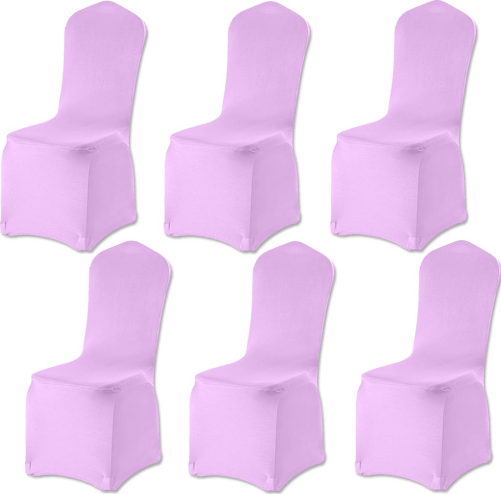 6 Stück Universal Stretch Stuhlhussen, Einfarbig Stuhlbezug Bankett Hochzeit Party Stuhl Hussen Deko, Lila