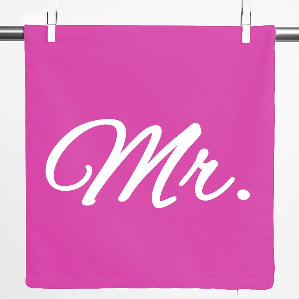 Huuraa Kissenbezug Mr. Schriftzug 40x40cm Fuchsia Baumwolle Dekokissenbezug Geschenkidee