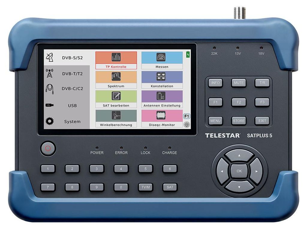 Telestar Satplus 5 Satmessgerät HD Combo DVB-S2 Satelliten DVB-C DVB-T2 Messgerät Messempfänger