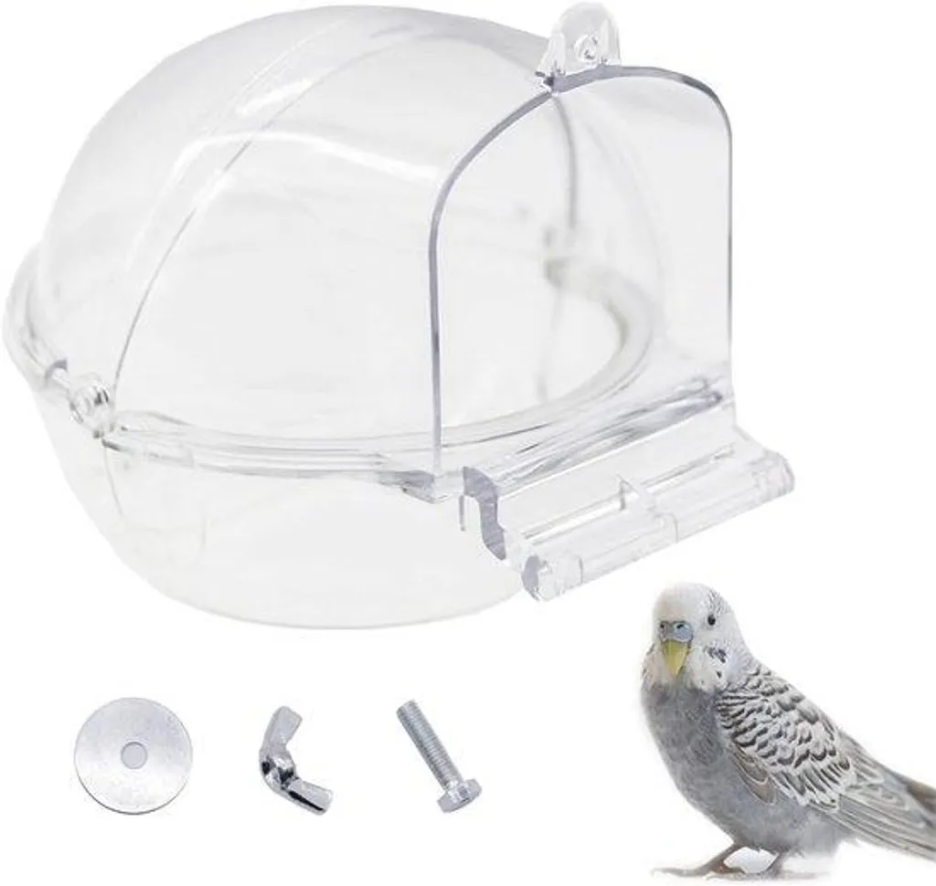 Baignoire pour oiseaux transparente type abri fermé pour cage standard