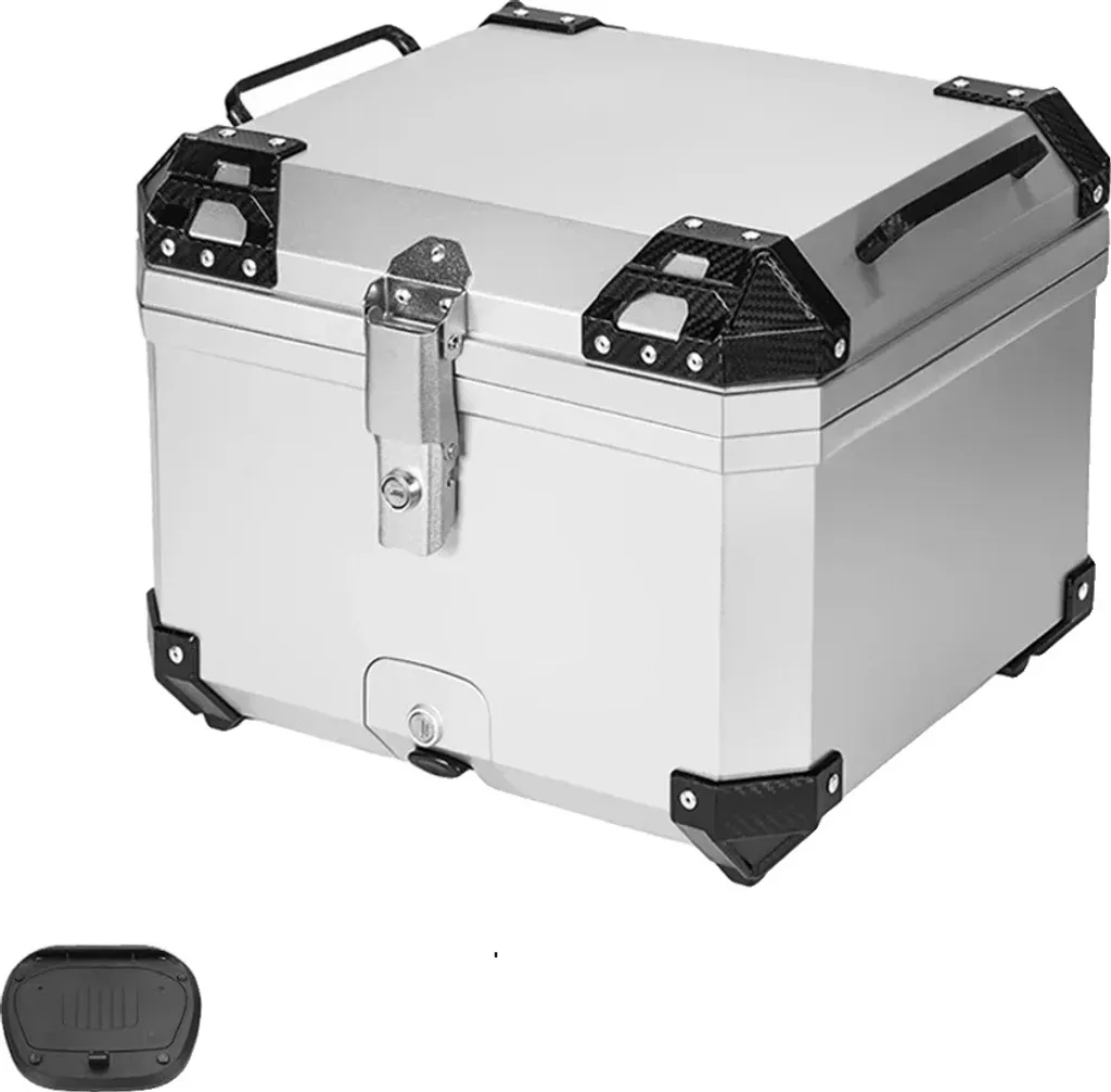 Top Case 57L Argent en ABS Durable - Grande Capacité pour Deux Casques