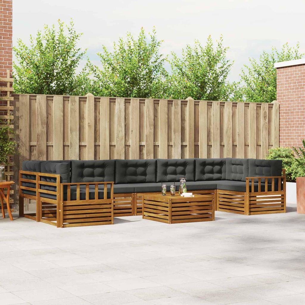 "SALE 2026"Outdoor-Sofagarnitur - CLORIS - Balkonmöbe/Sitzgruppe - mit Kissen 8 pcs - Moderne Design - Natur und Anthrazit - Gartensofas NeuMöbel...