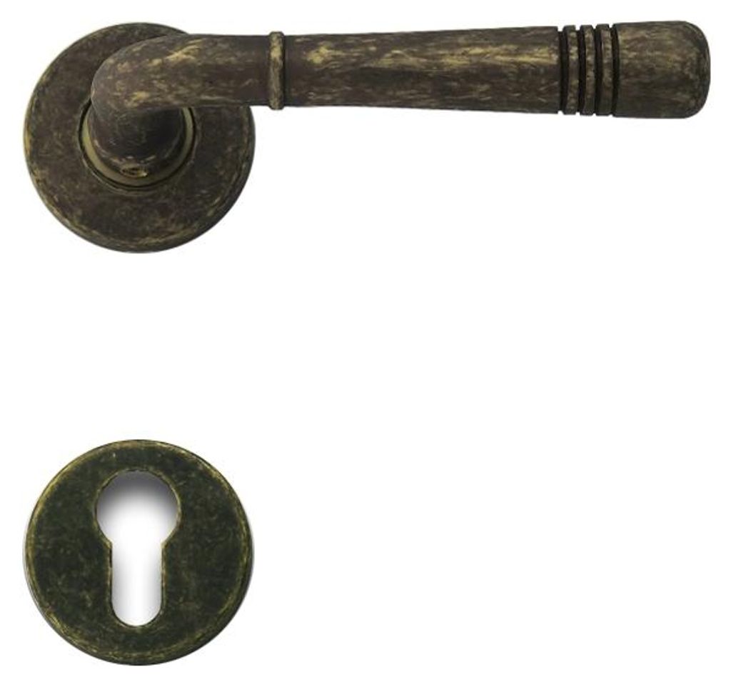 Berlin R716 GHIDINI Türdrücker-Rosetten-Garnitur (Lochung: PZ, Türstärke: 38 - 42 mm, Oberfläche: Messing M75 - antik goldbraun) Lochung: PZ T...