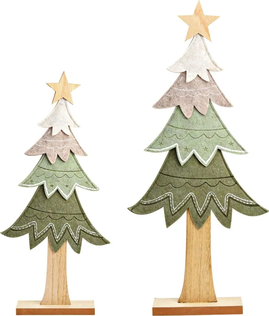 Figurines sapins de Noël en fourrure synthétique verte pour intérieur