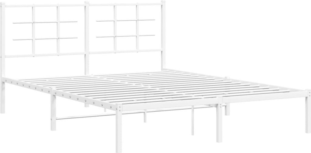 Bettgestell mit Kopfteil Metall Weiß 160x200 cm