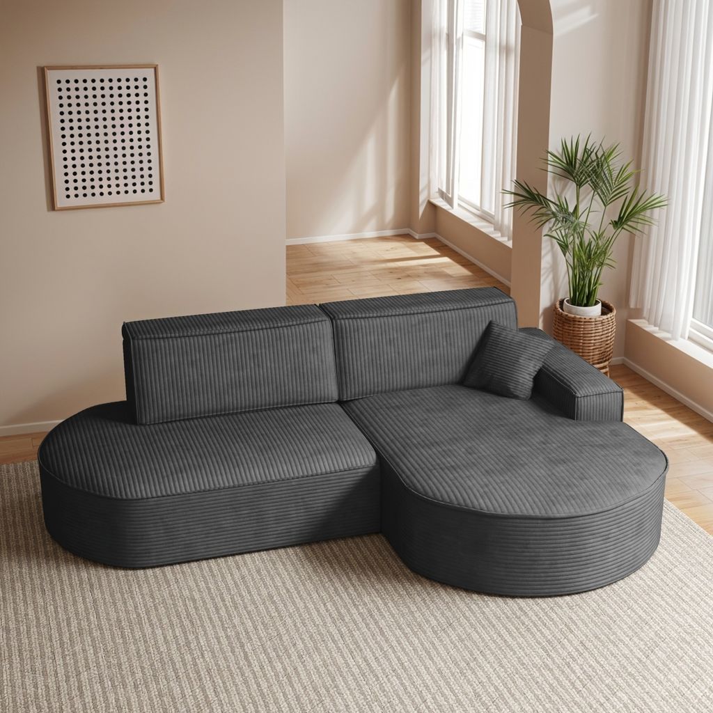 Kaiser Möbel Ecksofa Modena Pro mit Schlaffunktion und Bettkasten stoff Poso - GRAPHIT RECHTS